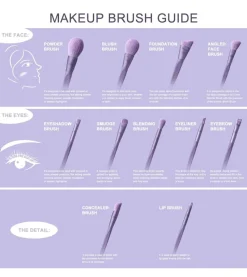Set de brochas (11 piezas) - Ecopro Bamboo - Mist Purple