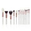 Set de brochas 15 piezas - T220: White/Rose Gold