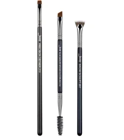 Set de pinceles de cejas PRO 3 piezas - T326: Black/Silver