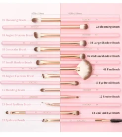 Set de pinceles para ojos Soft Pink Pro (15 piezas)