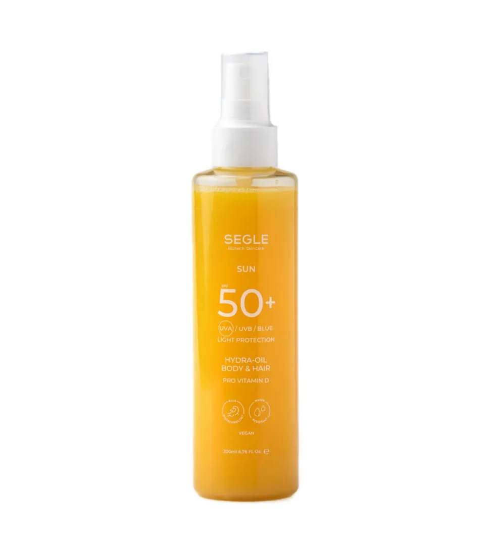 Spray solar bifásico para cuerpo y cabello SPF50+