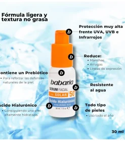 Sérum facial iluminador con SPF 50+ - Ácido Hialurónico