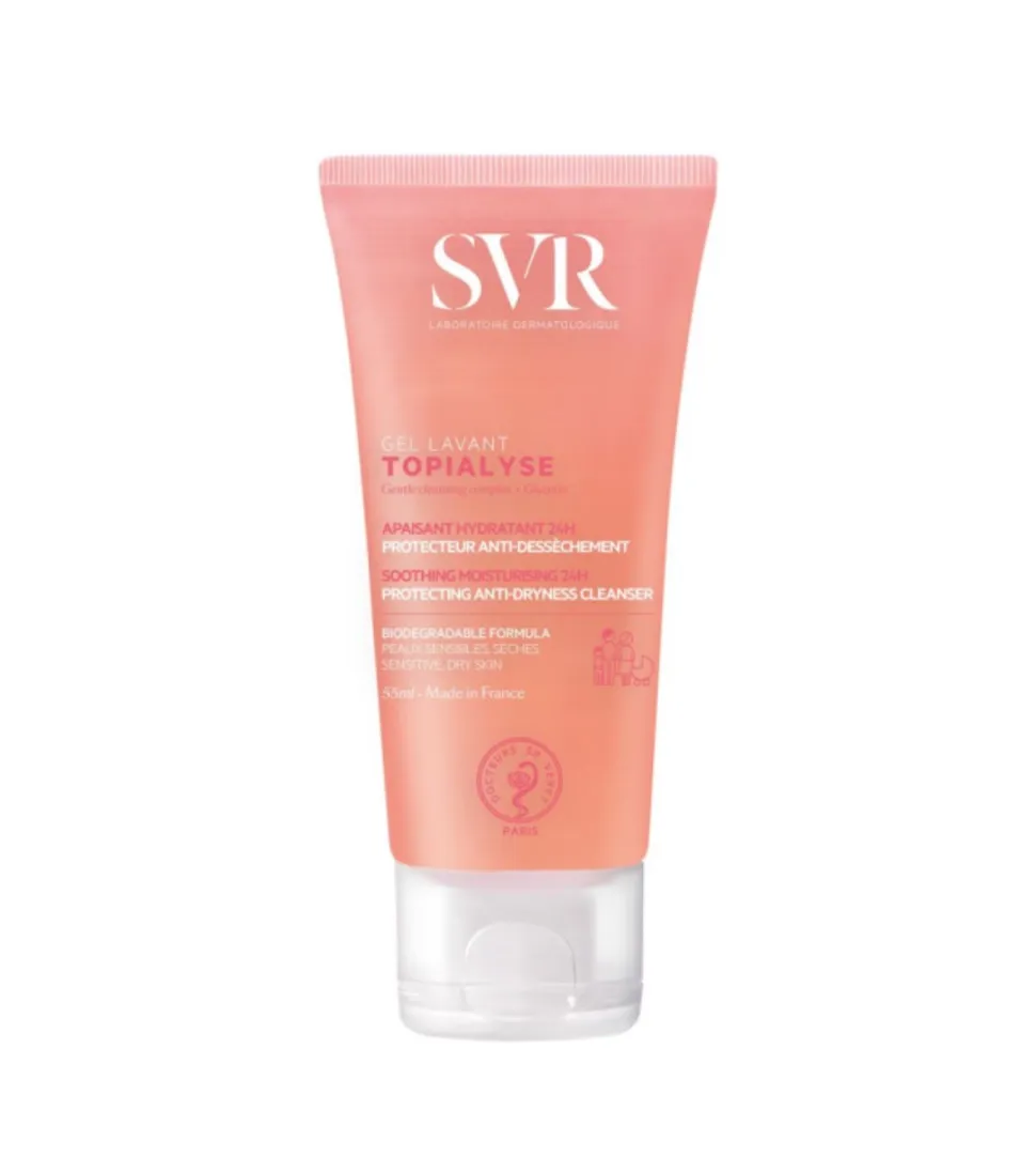 *Topialyse* - Gel limpiador protector anti-sequedad hidratante para rostro, cuerpo 55ml - Pieles secas y sensibles