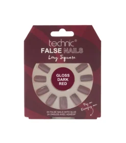 Uñas postizas False Nails Long Square - Gloss Dark Red