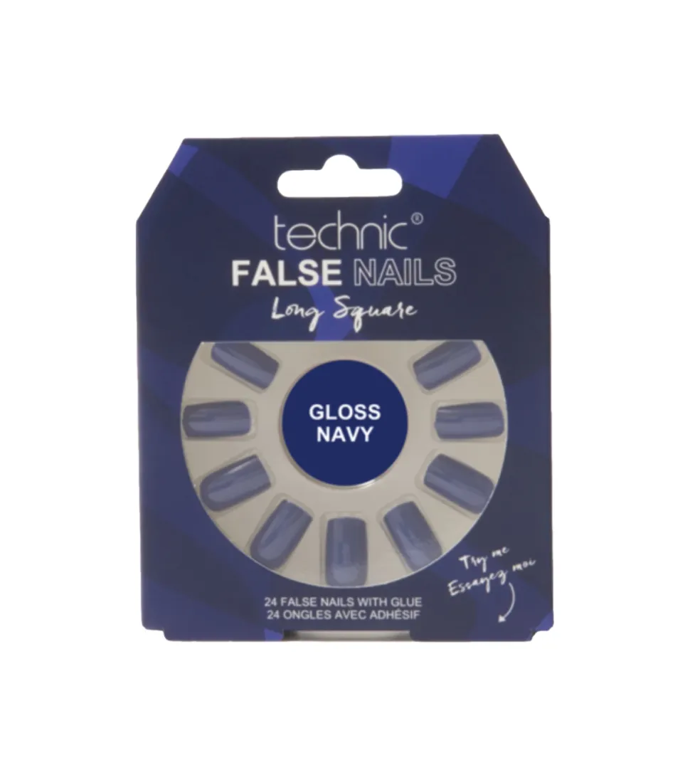 Uñas postizas False Nails Long Square - Gloss Navy