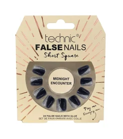 Uñas postizas False Nails Short Square - Midnight Encounter