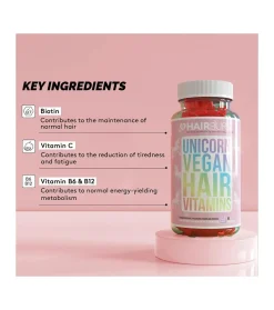 Vitaminas veganas masticables para cabello Unicorn