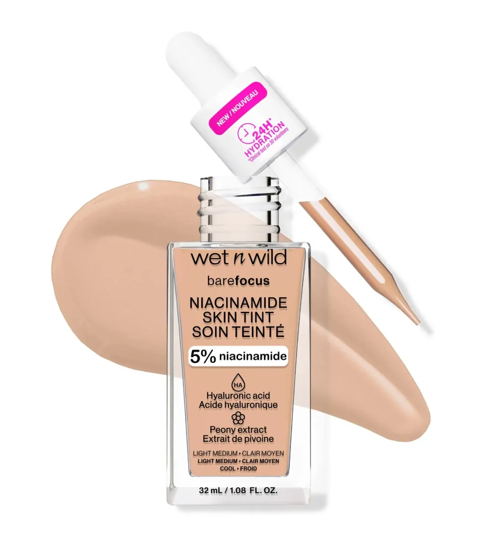 Wet N Wild - Base de maquillaje Bare Focus Niacinamide Skin Tint - Light Medium