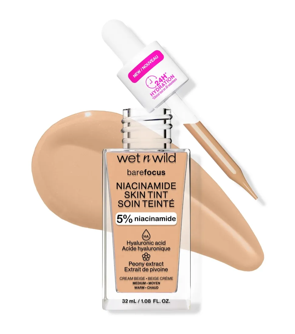 Wet N Wild - Base de maquillaje Bare Focus Niacinamide Skin Tint - Cream Beige