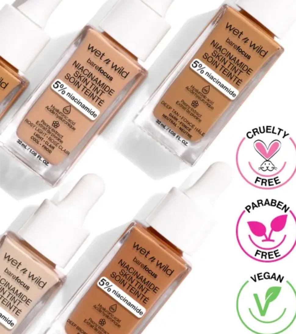 Wet N Wild - Base de maquillaje Bare Focus Niacinamide Skin Tint - Cream Beige